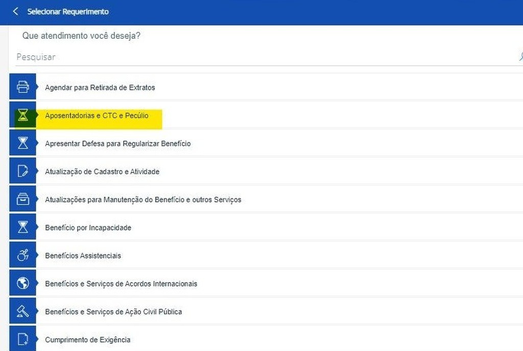 tela de site para solicitar a aposentadoria por deficiência