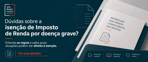 Banner informativo sobre doença de Crohn e isenção de Imposto de Renda por doença grave.